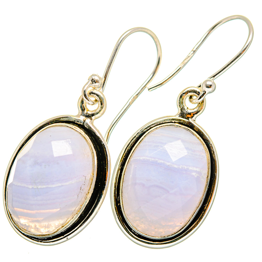 Blue Lace Agate Earrings handcrafted by Anasilvercos - EARR421281