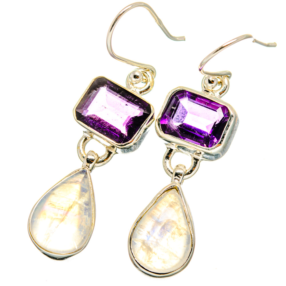 Rainbow Moonstone Earrings handcrafted by Anasilvercos - EARR421314