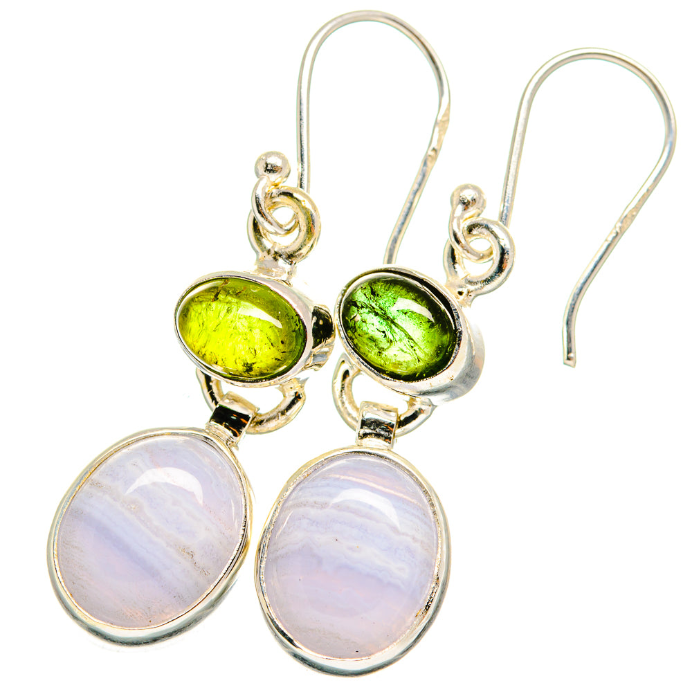 Blue Lace Agate Earrings handcrafted by Anasilvercos - EARR421396