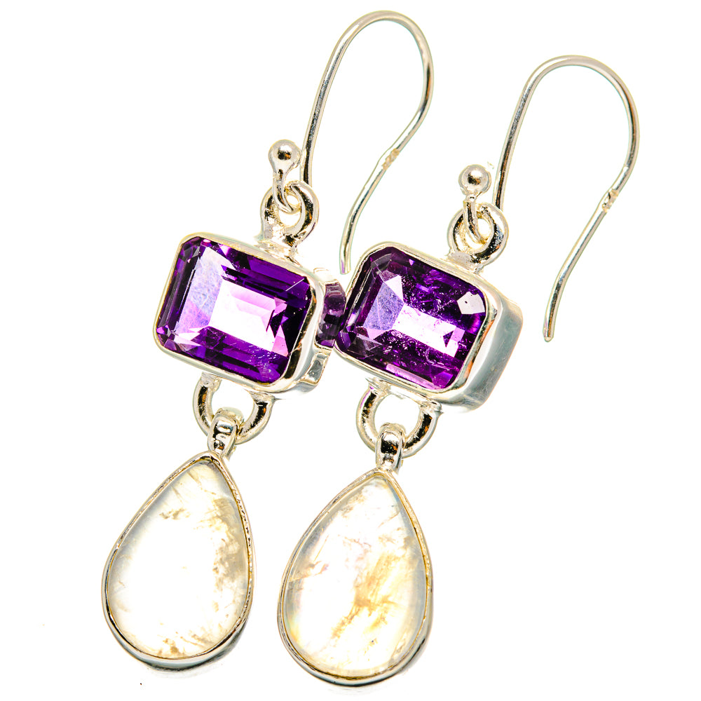 Rainbow Moonstone Earrings handcrafted by Anasilvercos - EARR421419