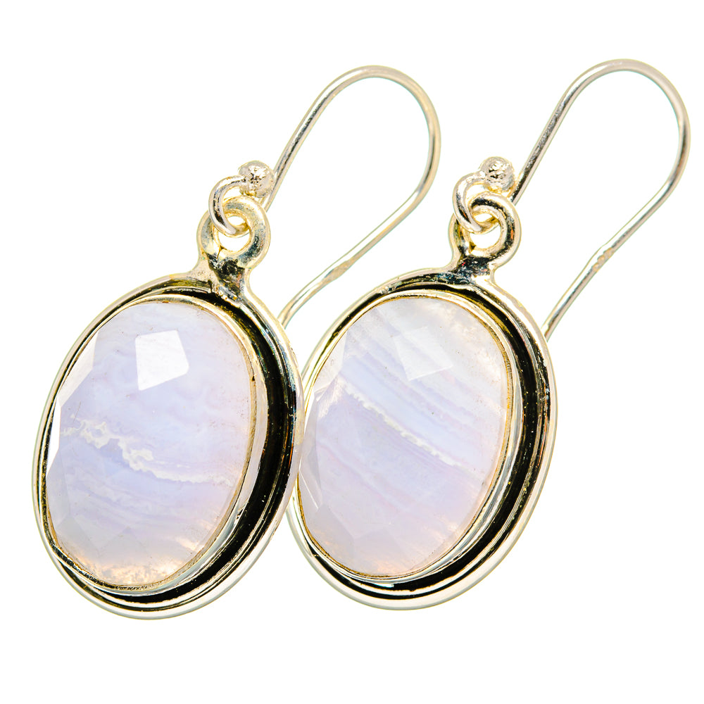 Blue Lace Agate Earrings handcrafted by Anasilvercos - EARR421445