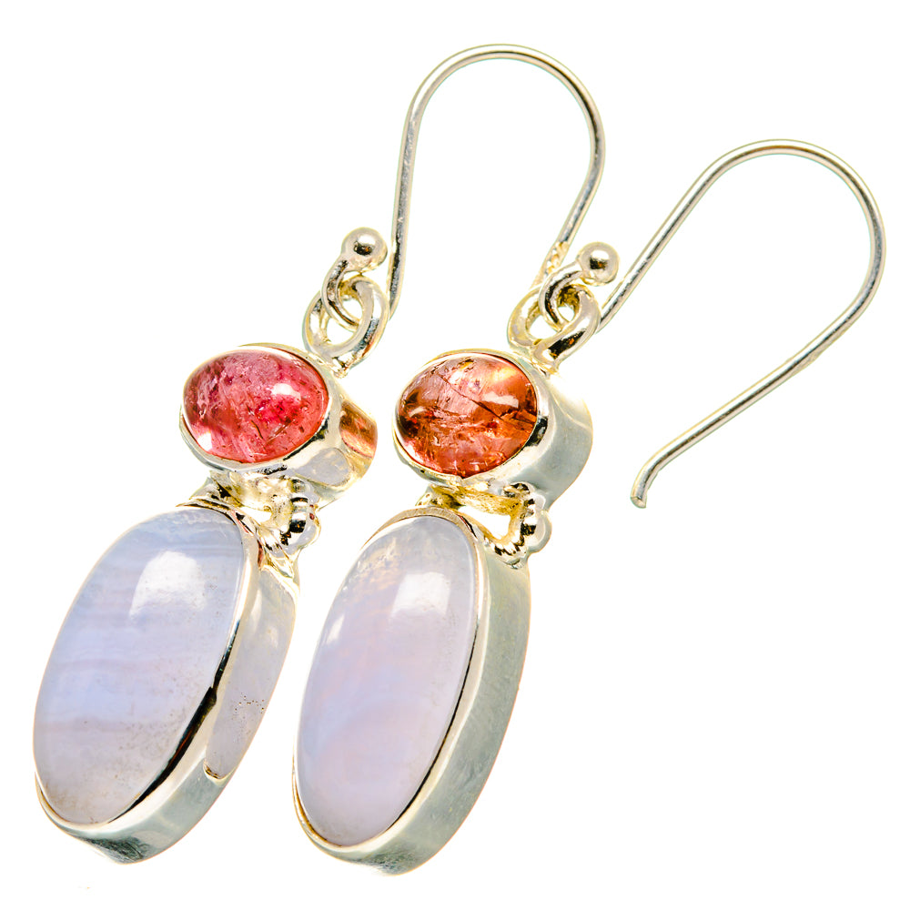 Blue Lace Agate Earrings handcrafted by Anasilvercos - EARR421457
