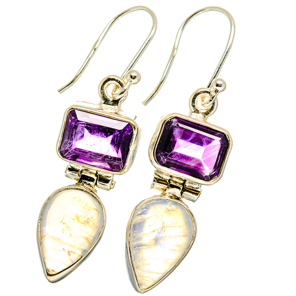 Rainbow Moonstone Earrings handcrafted by Anasilvercos - EARR421473