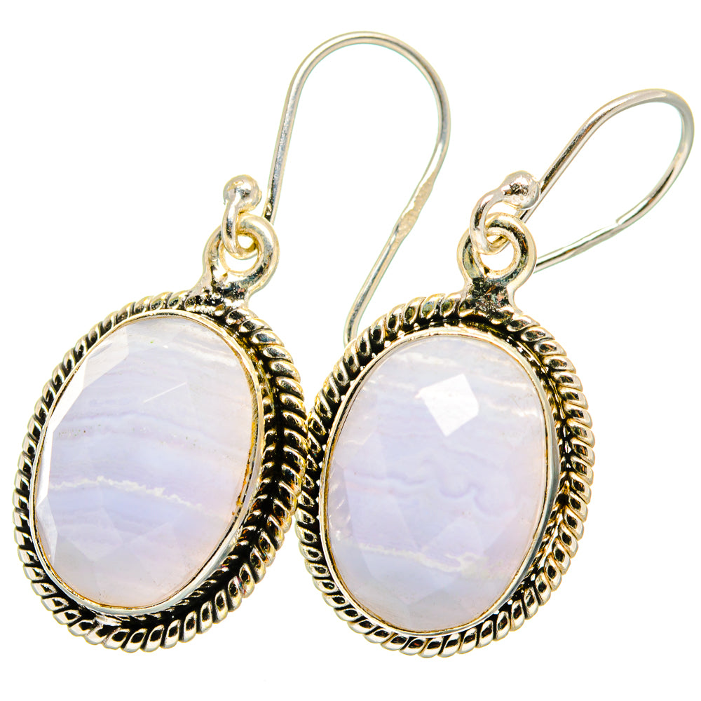 Blue Lace Agate Earrings handcrafted by Anasilvercos - EARR421478