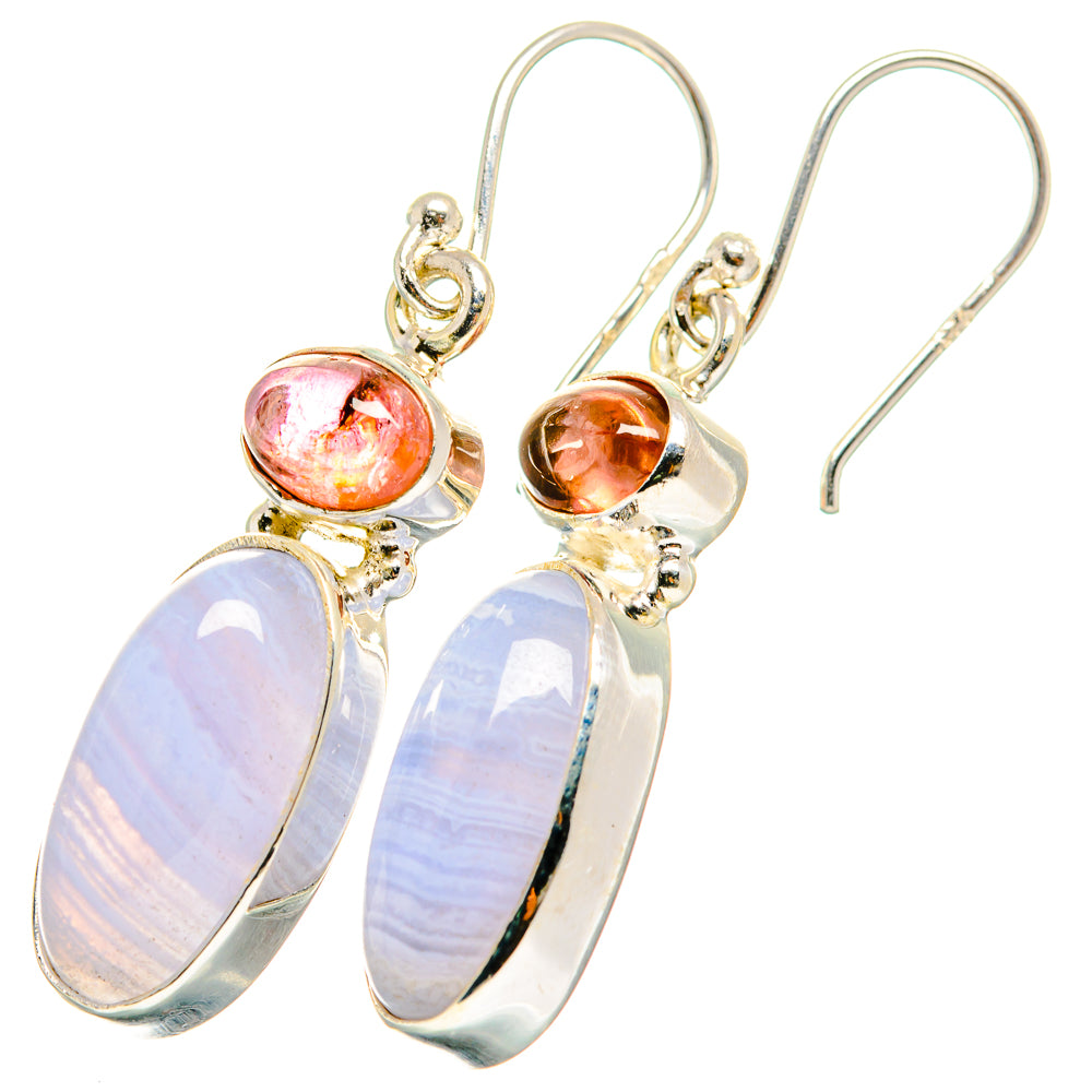Blue Lace Agate Earrings handcrafted by Anasilvercos - EARR421505