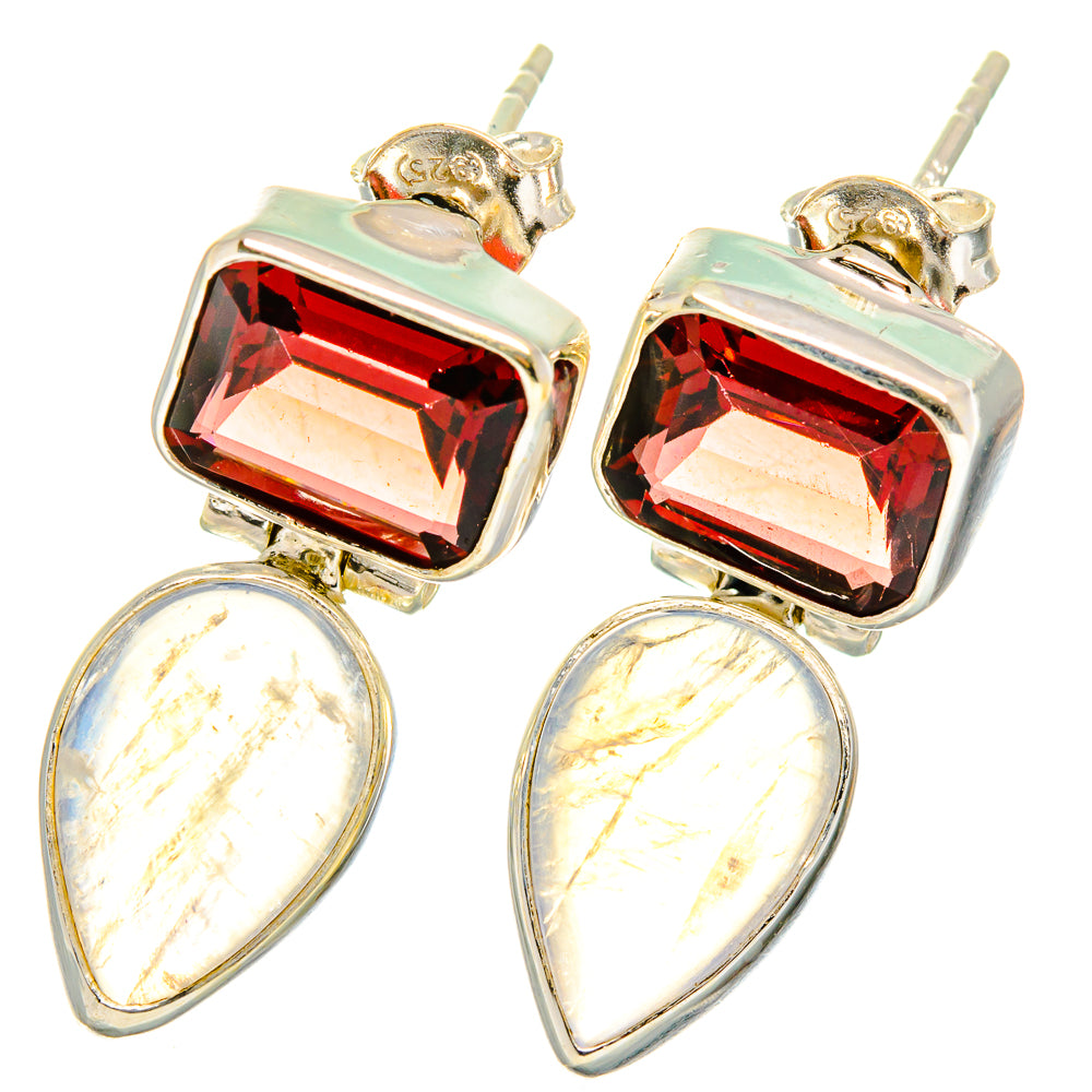 Rainbow Moonstone Earrings handcrafted by Anasilvercos - EARR421528