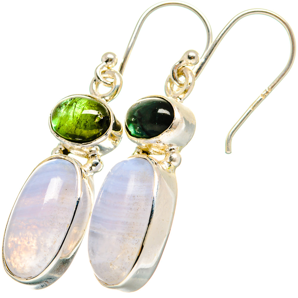 Blue Lace Agate Earrings handcrafted by Anasilvercos - EARR421546