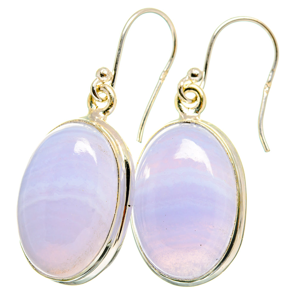 Blue Lace Agate Earrings handcrafted by Anasilvercos - EARR421561