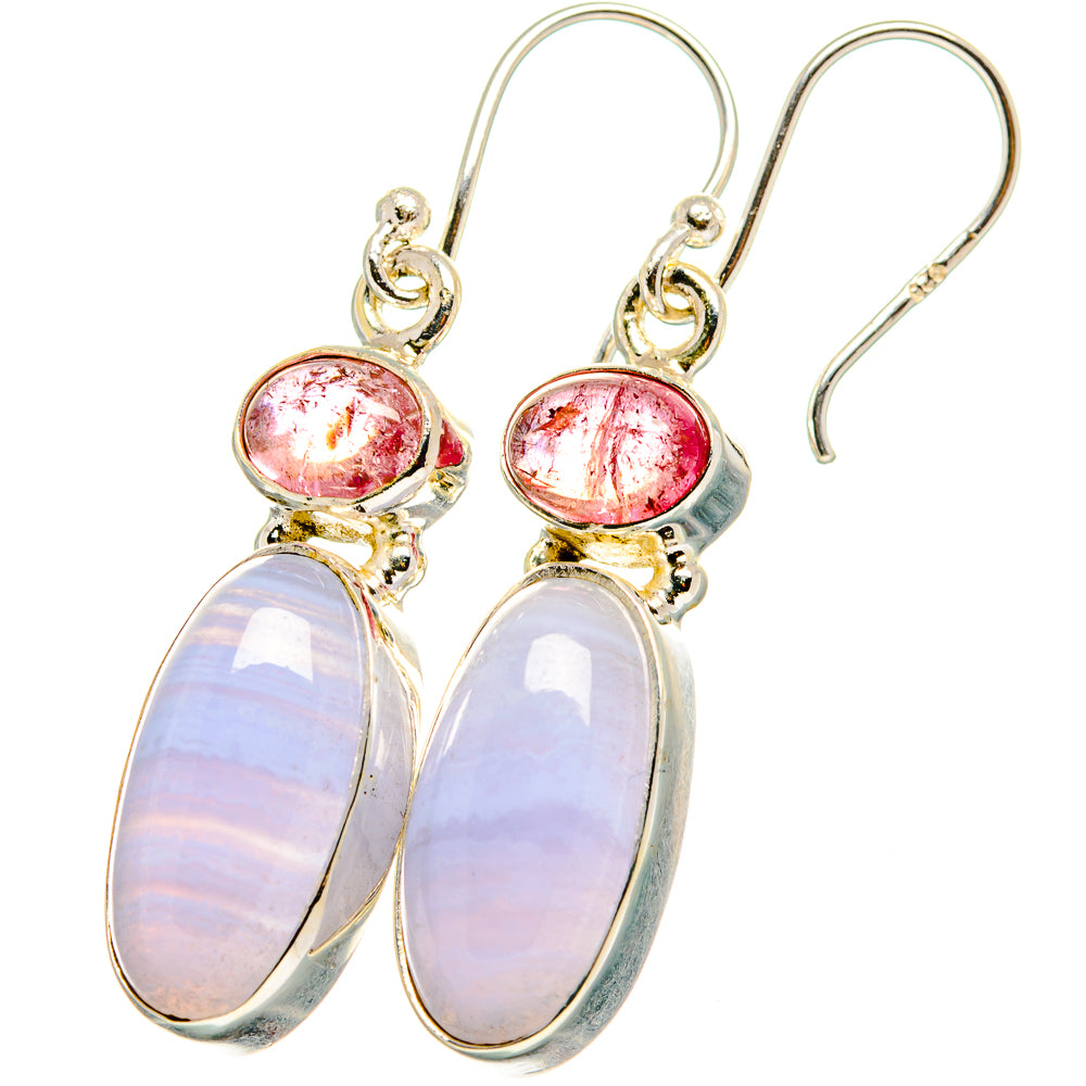 Blue Lace Agate Earrings handcrafted by Anasilvercos - EARR421623