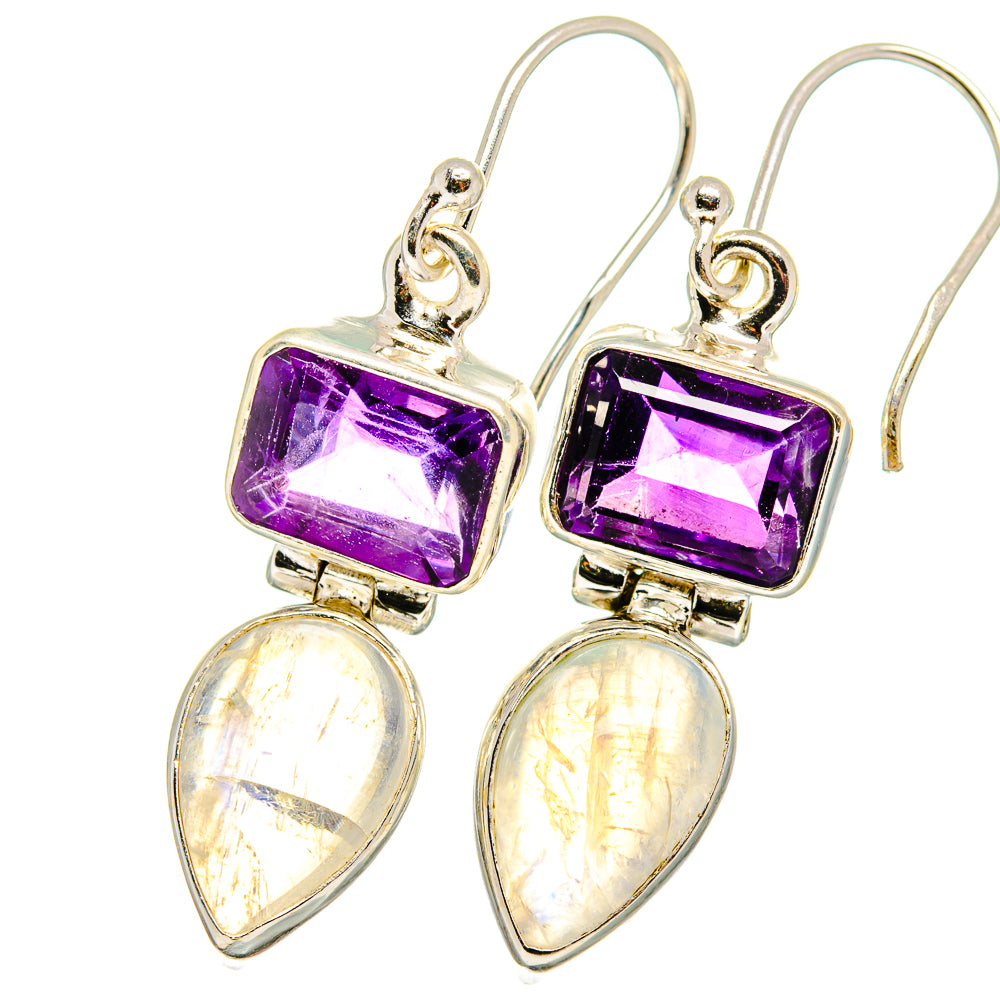 Rainbow Moonstone Earrings handcrafted by Anasilvercos - EARR421645