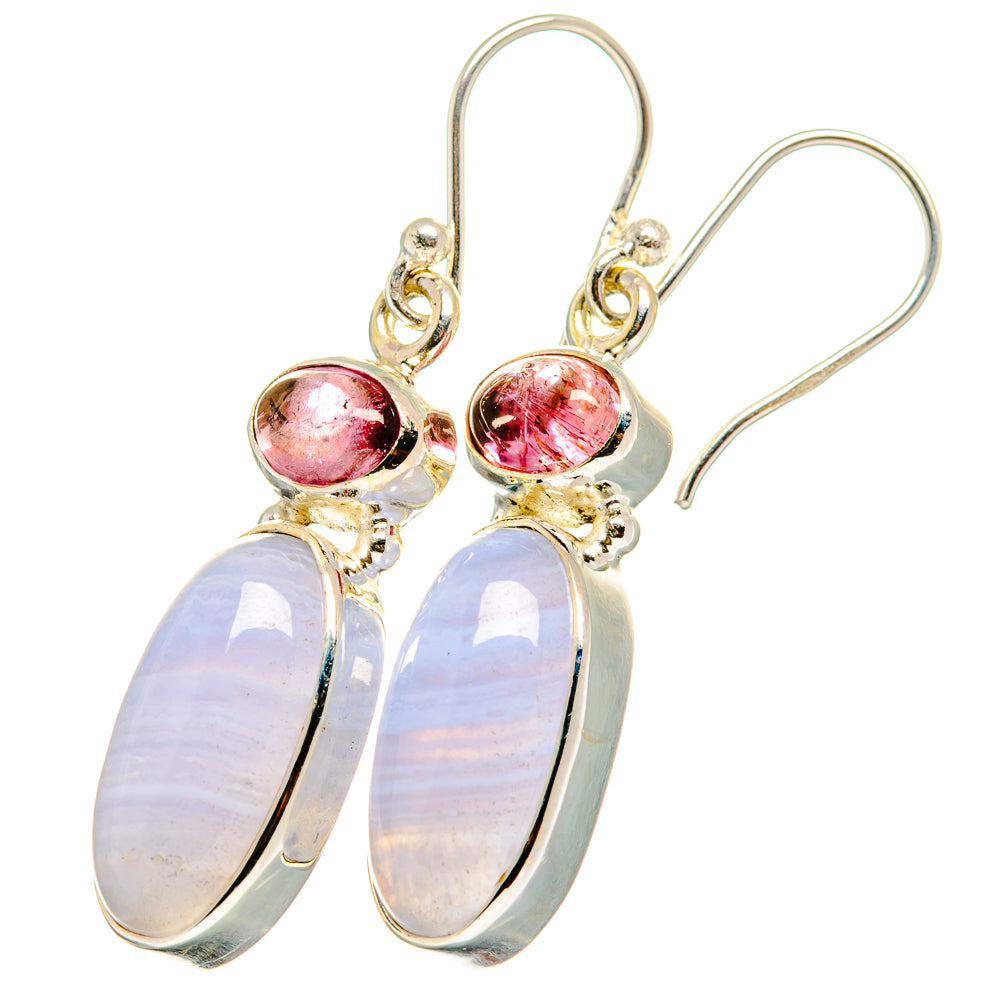 Blue Lace Agate Earrings handcrafted by Anasilvercos - EARR421650