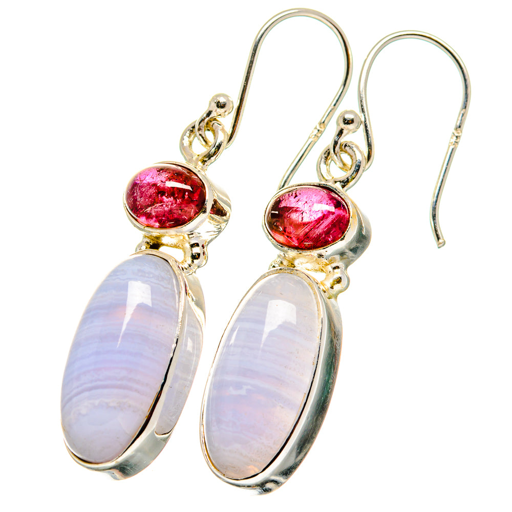 Blue Lace Agate Earrings handcrafted by Anasilvercos - EARR421688