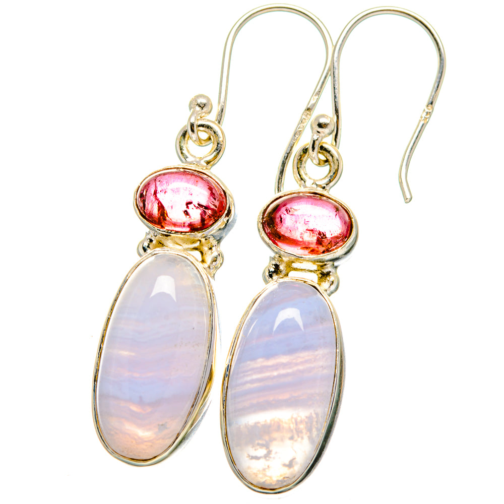 Blue Lace Agate Earrings handcrafted by Anasilvercos - EARR421732