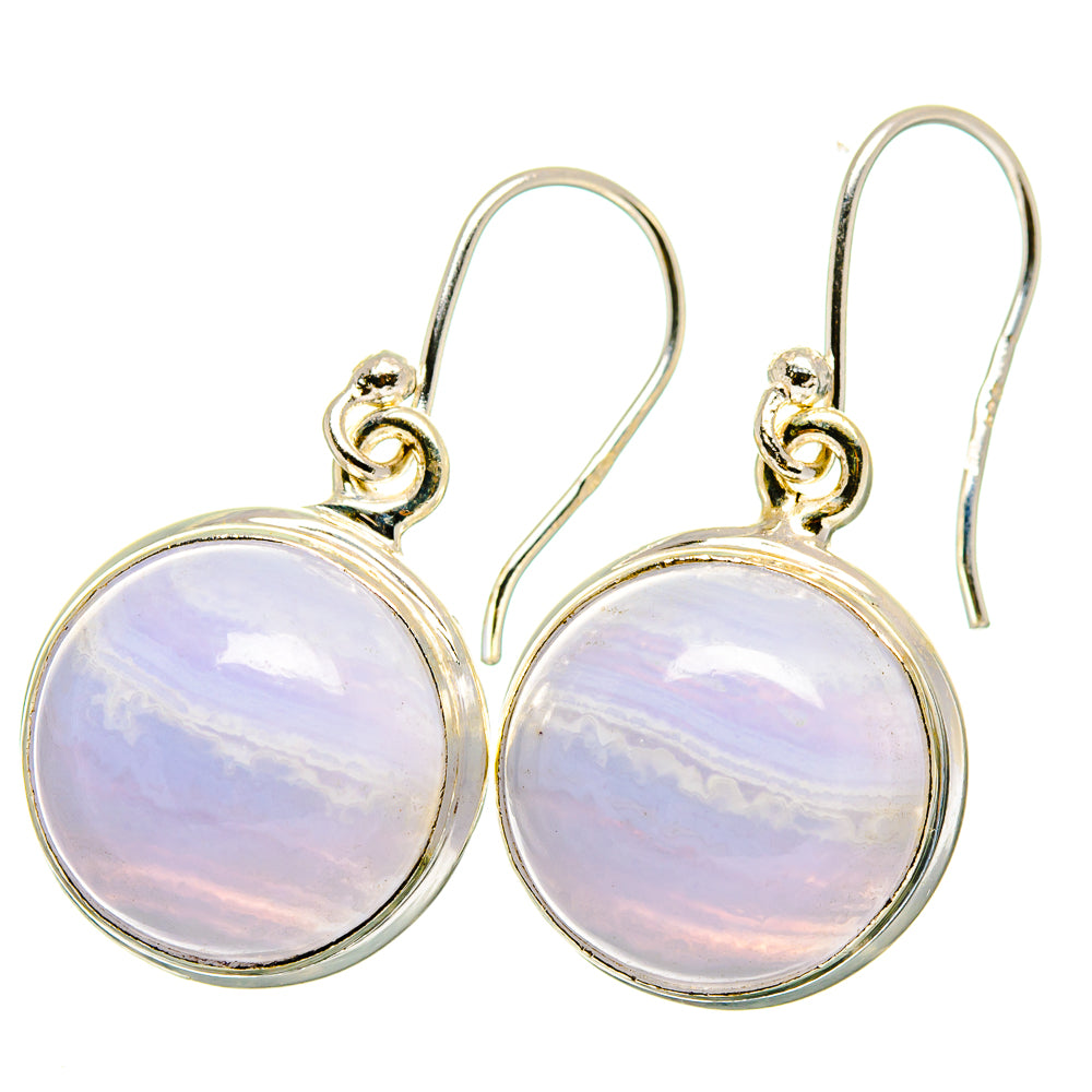 Blue Lace Agate Earrings handcrafted by Anasilvercos - EARR421740