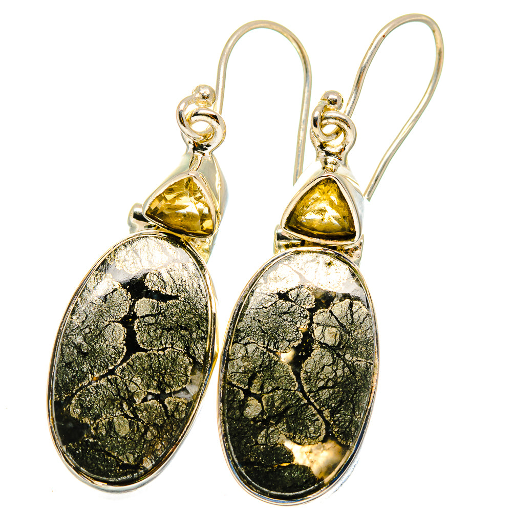 Pyrite Agate Earrings handcrafted by Anasilvercos - EARR421784
