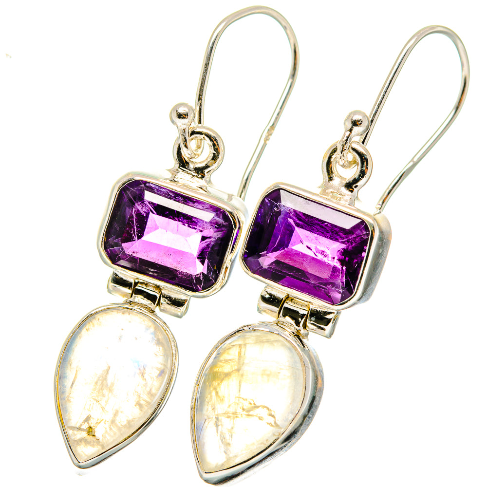 Rainbow Moonstone Earrings handcrafted by Anasilvercos - EARR421799