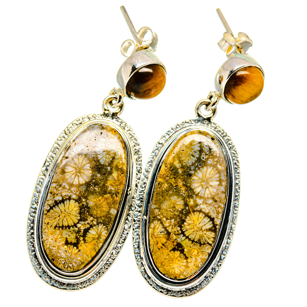 Fossil Coral Earrings handcrafted by Anasilvercos - EARR421823