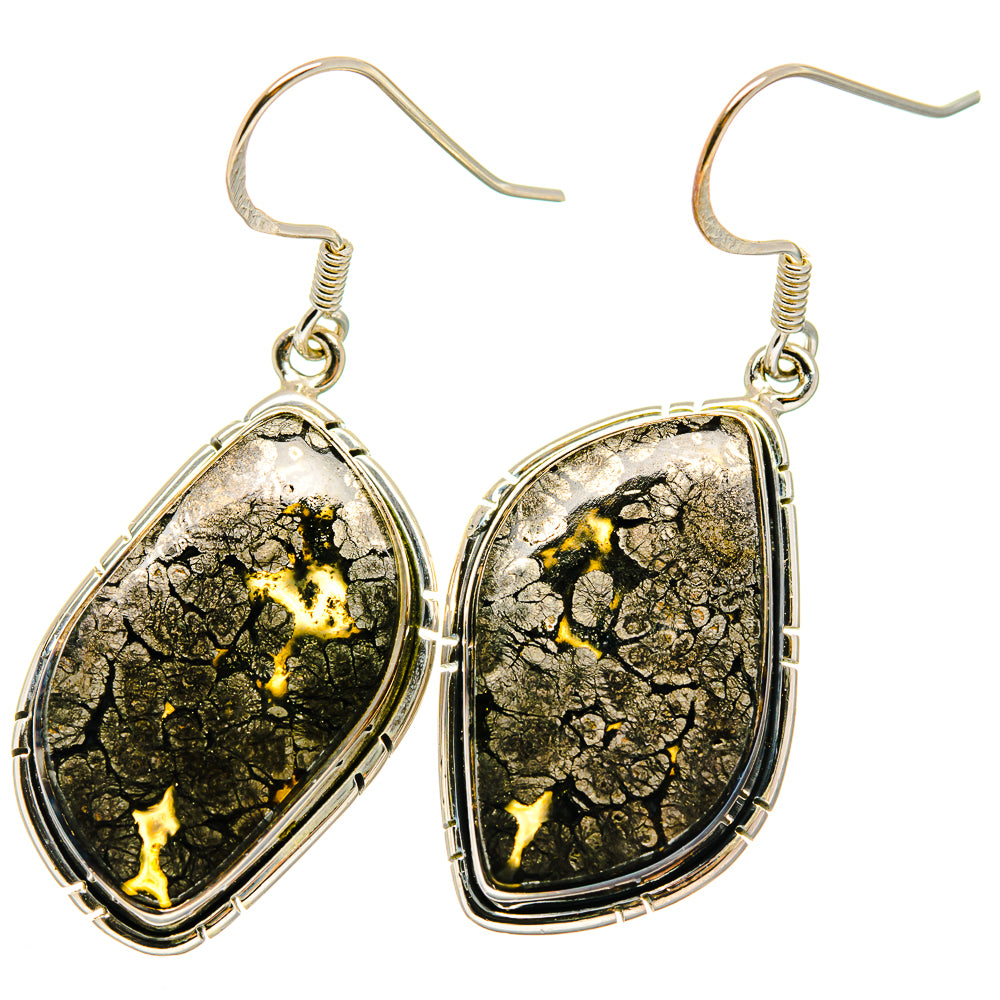 Pyrite Agate Earrings handcrafted by Anasilvercos - EARR421825