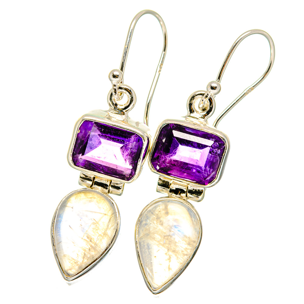 Rainbow Moonstone Earrings handcrafted by Anasilvercos - EARR421826