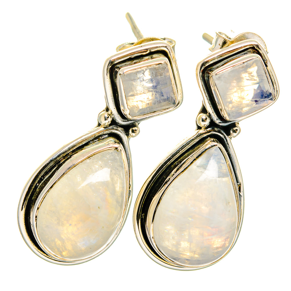 Rainbow Moonstone Earrings handcrafted by Anasilvercos - EARR421836