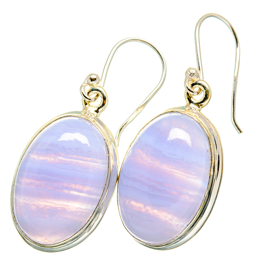 Blue Lace Agate Earrings handcrafted by Anasilvercos - EARR421847
