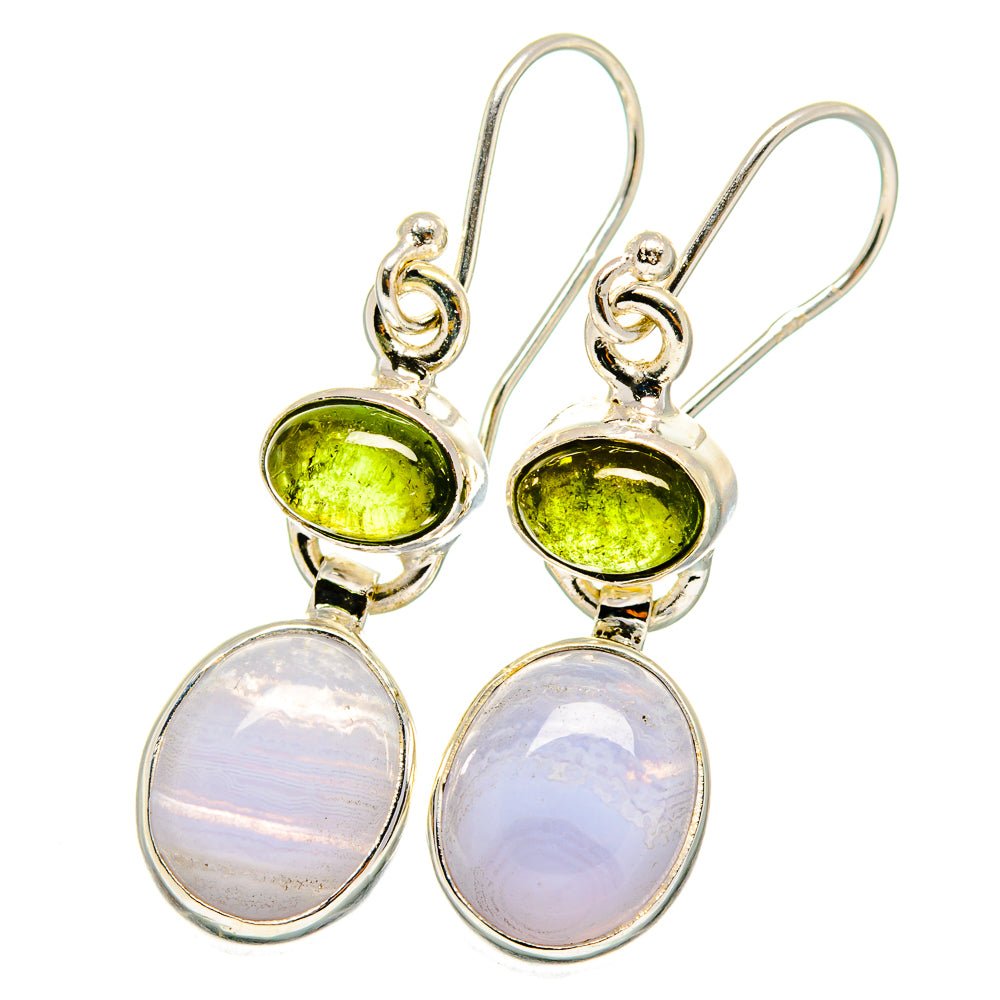 Blue Lace Agate Earrings handcrafted by Anasilvercos - EARR421855