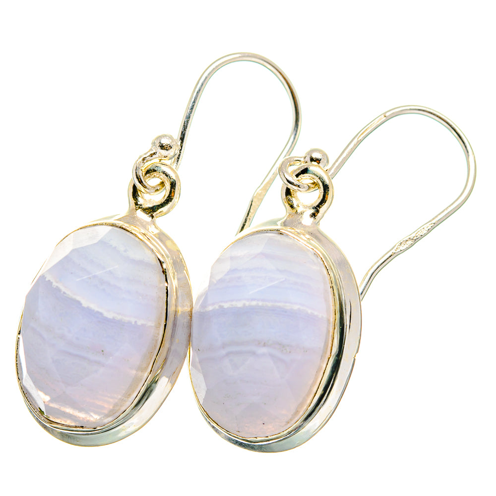 Blue Lace Agate Earrings handcrafted by Anasilvercos - EARR421868