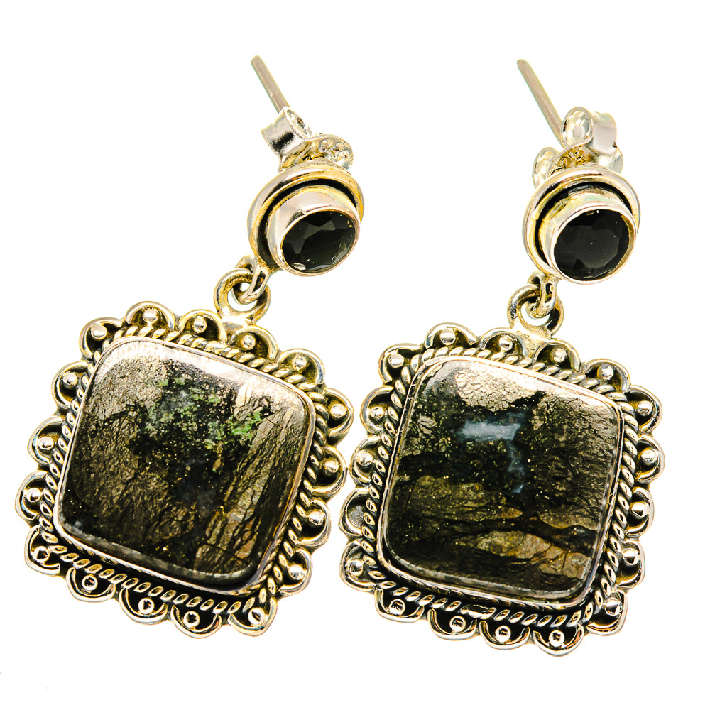 Pyrite Agate Earrings handcrafted by Anasilvercos - EARR421900