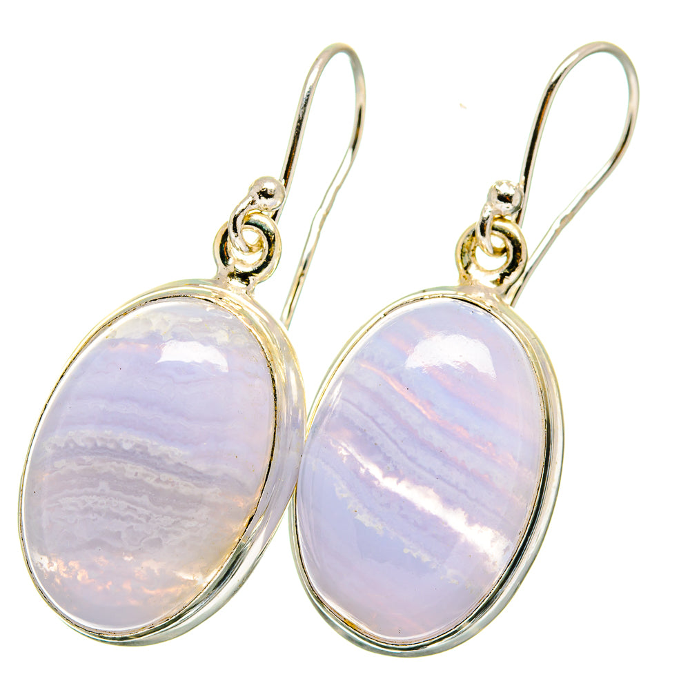 Blue Lace Agate Earrings handcrafted by Anasilvercos - EARR421904