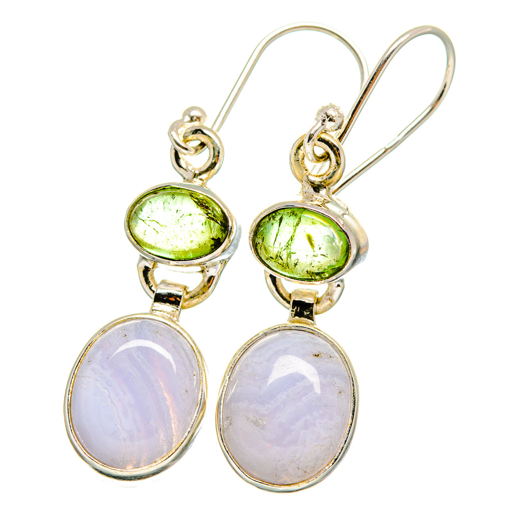 Blue Lace Agate Earrings handcrafted by Anasilvercos - EARR421946