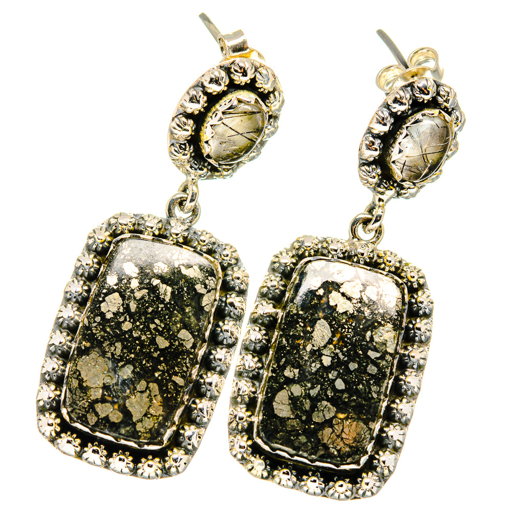Pyrite Agate Earrings handcrafted by Anasilvercos - EARR421979