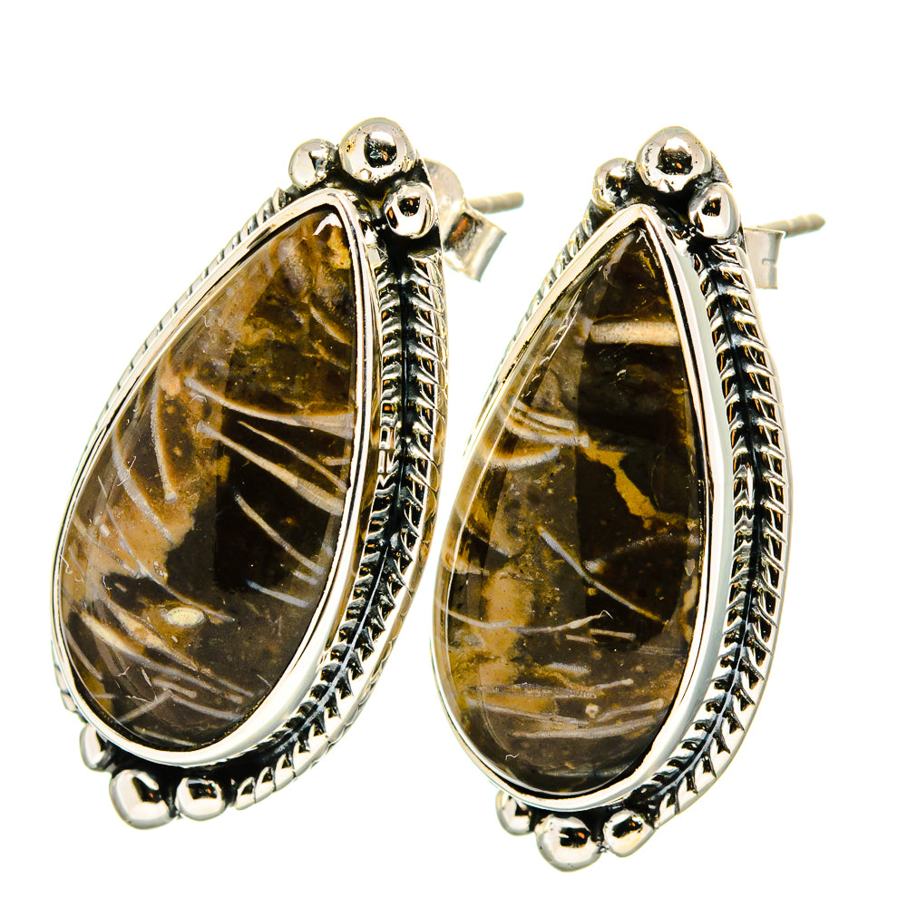 Peanut Wood Jasper Earrings handcrafted by Anasilvercos - EARR422015