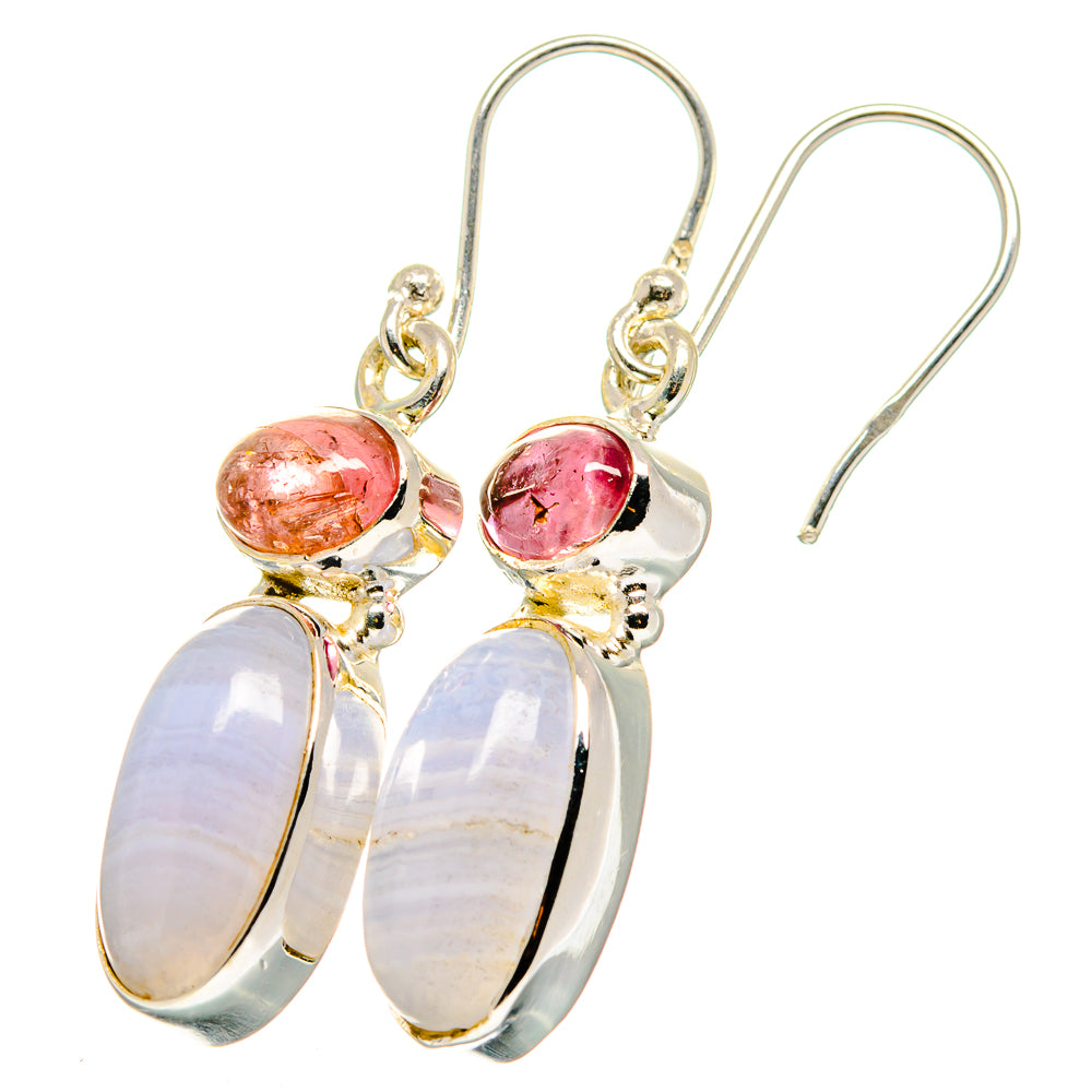 Blue Lace Agate Earrings handcrafted by Anasilvercos - EARR422047