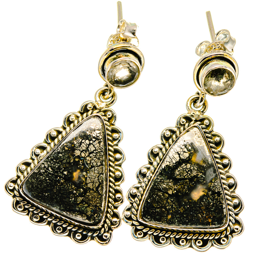 Pyrite Agate Earrings handcrafted by Anasilvercos - EARR422062