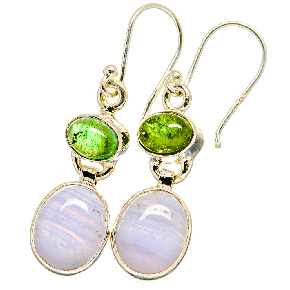 Blue Lace Agate Earrings handcrafted by Anasilvercos - EARR422076