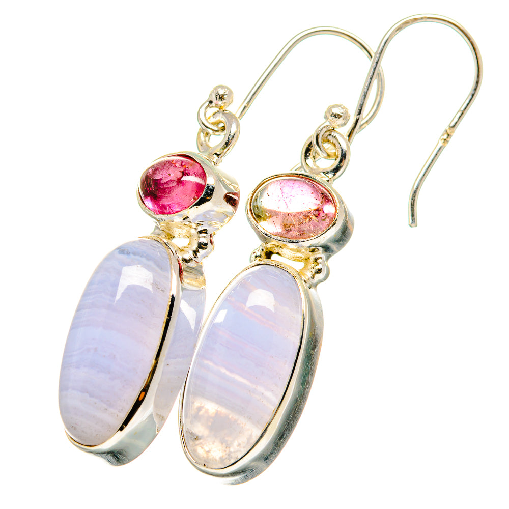 Blue Lace Agate Earrings handcrafted by Anasilvercos - EARR422083