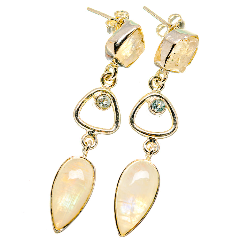 Rainbow Moonstone Earrings handcrafted by Anasilvercos - EARR422091