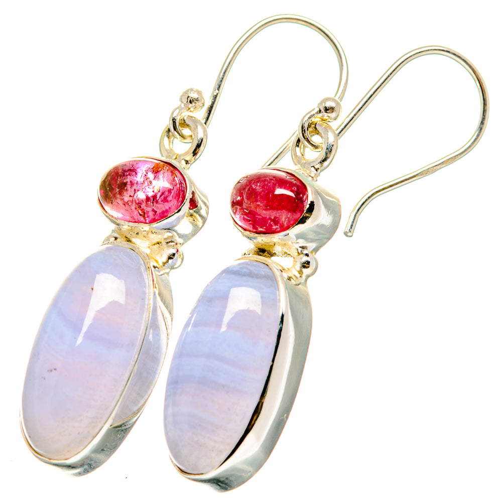 Blue Lace Agate Earrings handcrafted by Anasilvercos - EARR422095