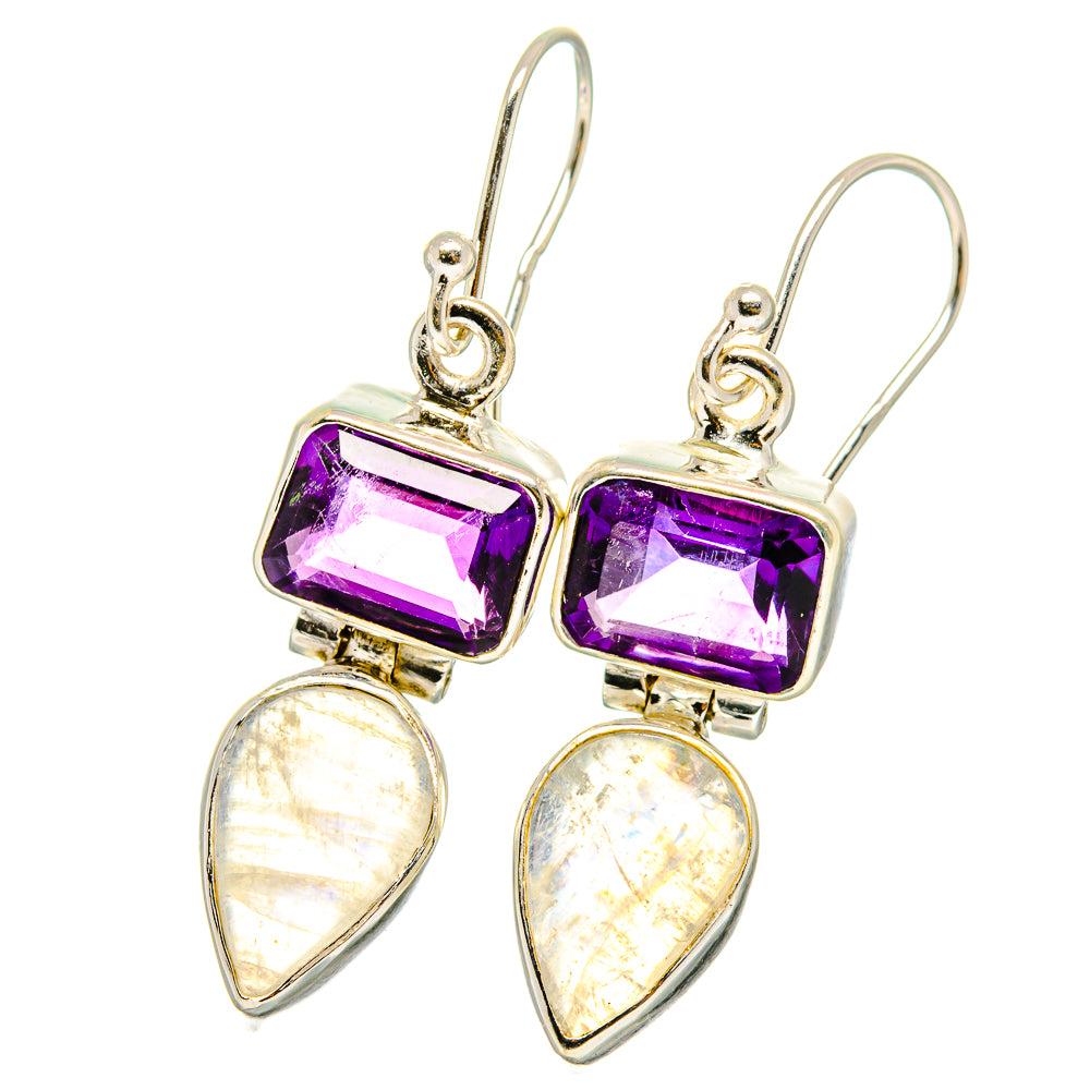 Rainbow Moonstone Earrings handcrafted by Anasilvercos - EARR422108