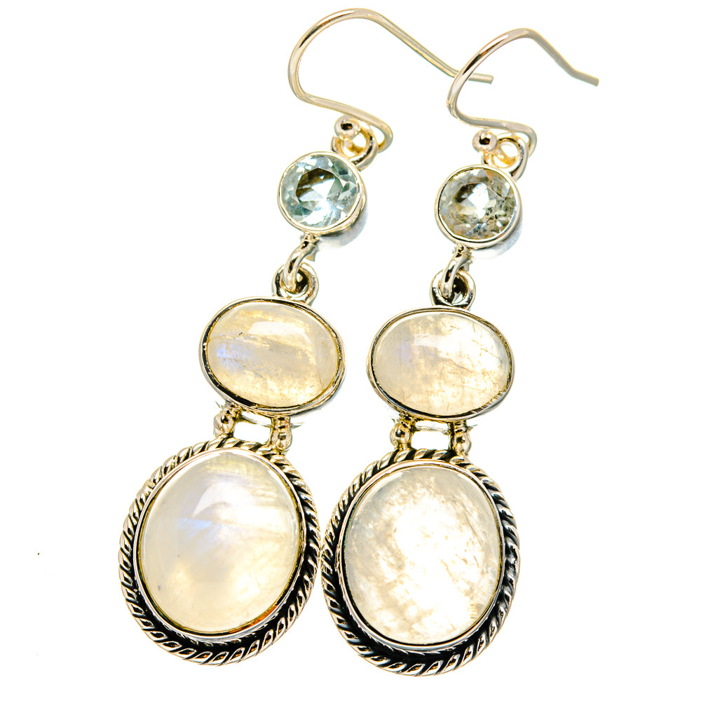 Rainbow Moonstone Earrings handcrafted by Anasilvercos - EARR422120