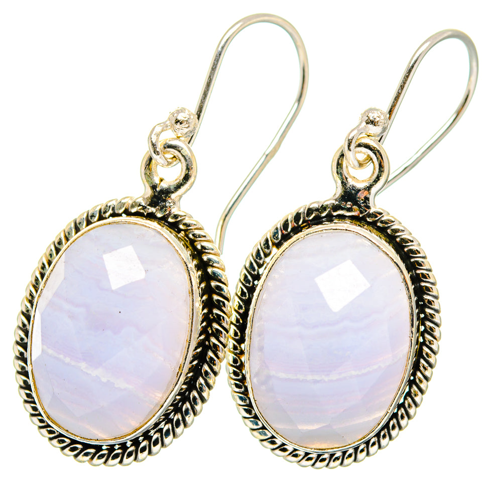 Blue Lace Agate Earrings handcrafted by Anasilvercos - EARR422124