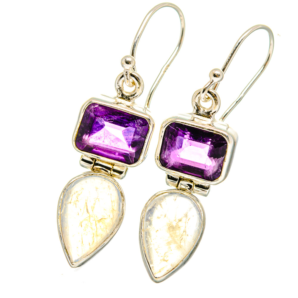 Rainbow Moonstone Earrings handcrafted by Anasilvercos - EARR422147