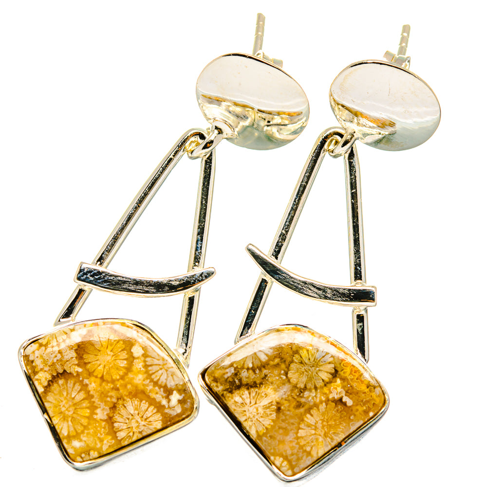Fossil Coral Earrings handcrafted by Anasilvercos - EARR422153