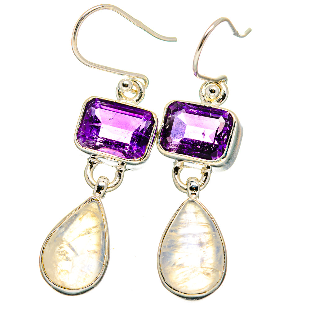 Rainbow Moonstone Earrings handcrafted by Anasilvercos - EARR422154