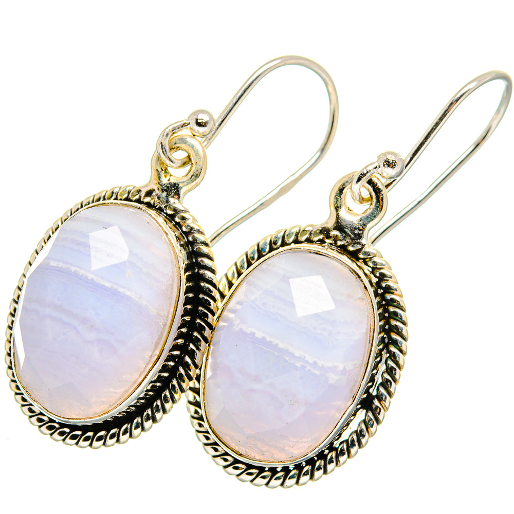 Blue Lace Agate Earrings handcrafted by Anasilvercos - EARR422168