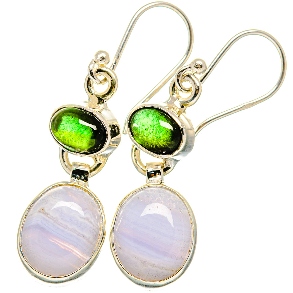 Blue Lace Agate Earrings handcrafted by Anasilvercos - EARR422189