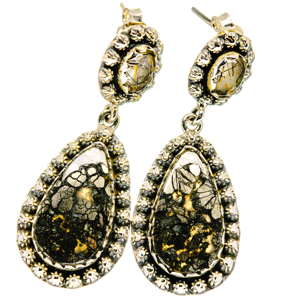 Pyrite Agate Earrings handcrafted by Anasilvercos - EARR422203
