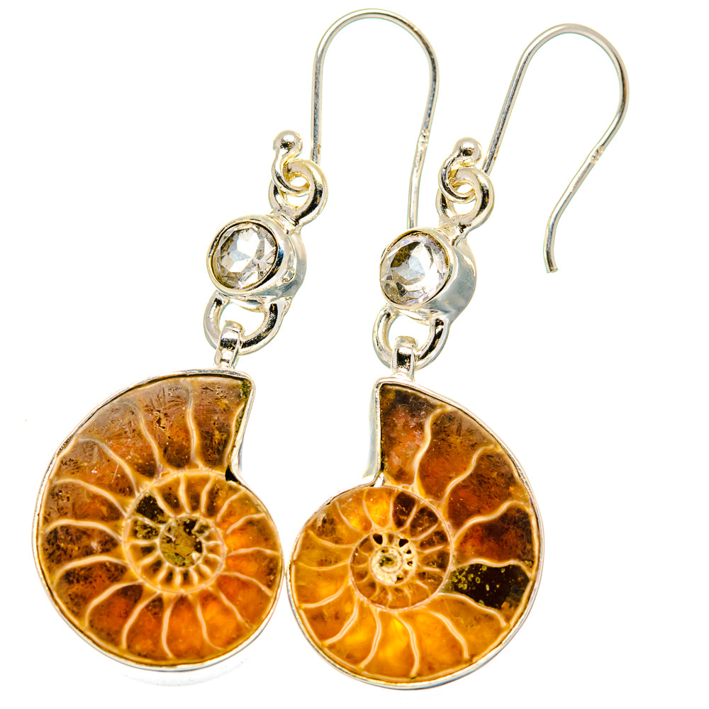 Ammonite Fossil Earrings handcrafted by Anasilvercos - EARR422231