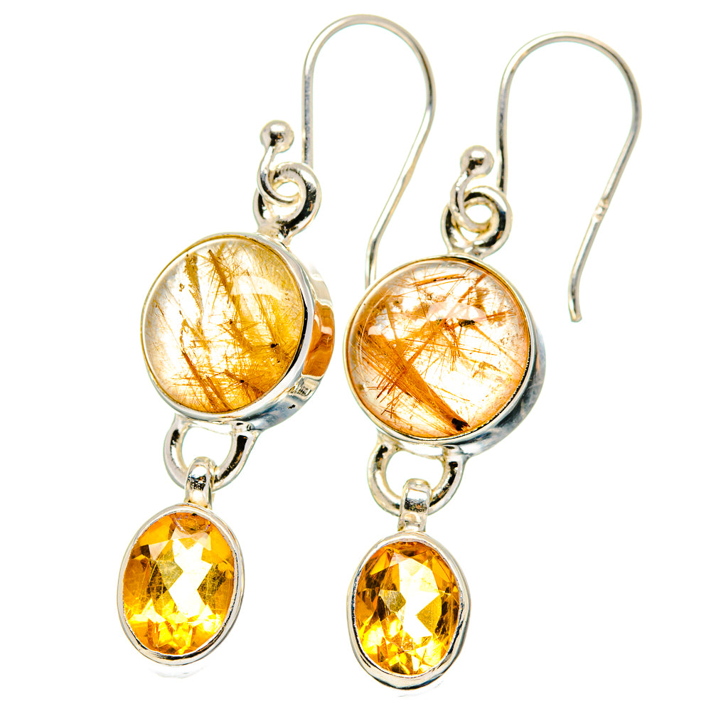 Rutilated Quartz Earrings handcrafted by Anasilvercos - EARR422241