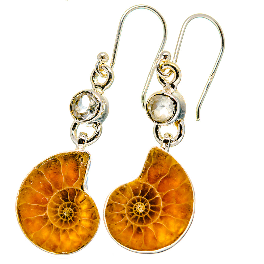 Ammonite Fossil Earrings handcrafted by Anasilvercos - EARR422249